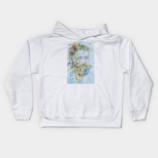 SIGMUND FREUD watercolor and acrylic portrait Kids Hoodie